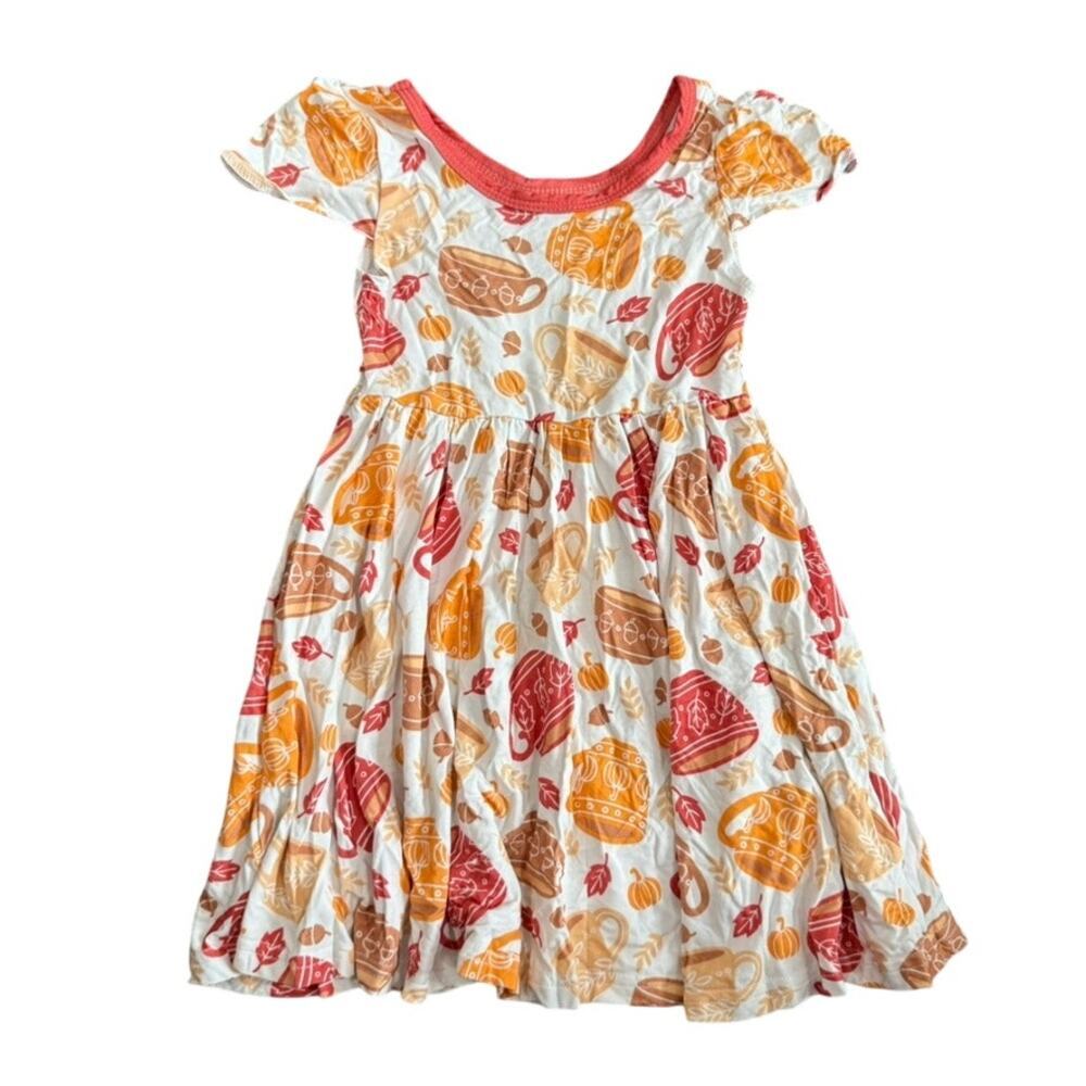 Stay Sweet Fall Coffee Cup A-Line Dress in Multi, Size 2T​
